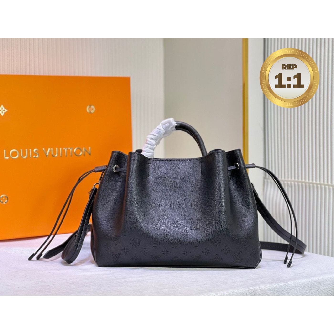 [REP 1:1] Louis Vuitton Bella Tote Mahina Black For Women 12.6in/32cm